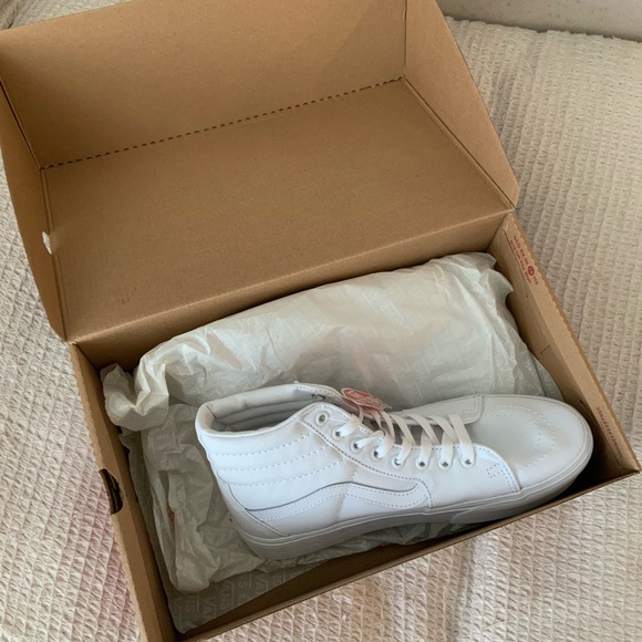 New in box Vans White Skatin Sk8-Hi Hitop Original Platform Canvas Sneaker Shoe - Picture 4 of 12